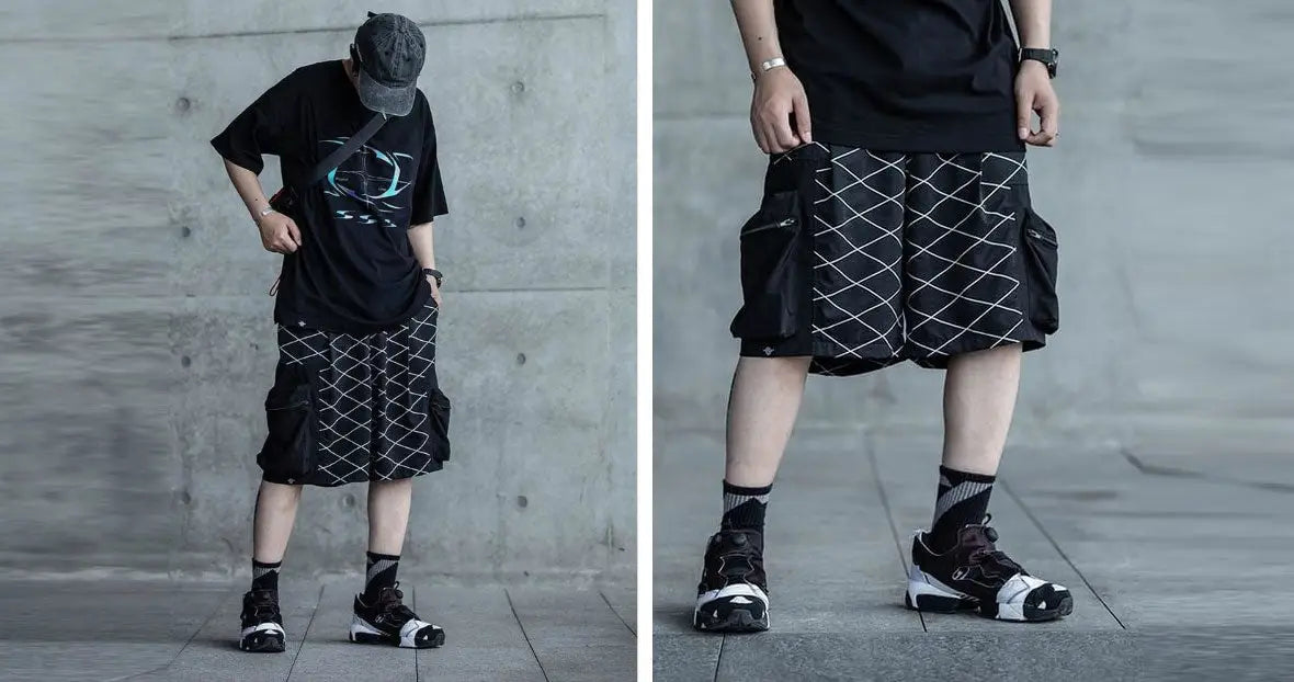 techwear storm cargo shorts