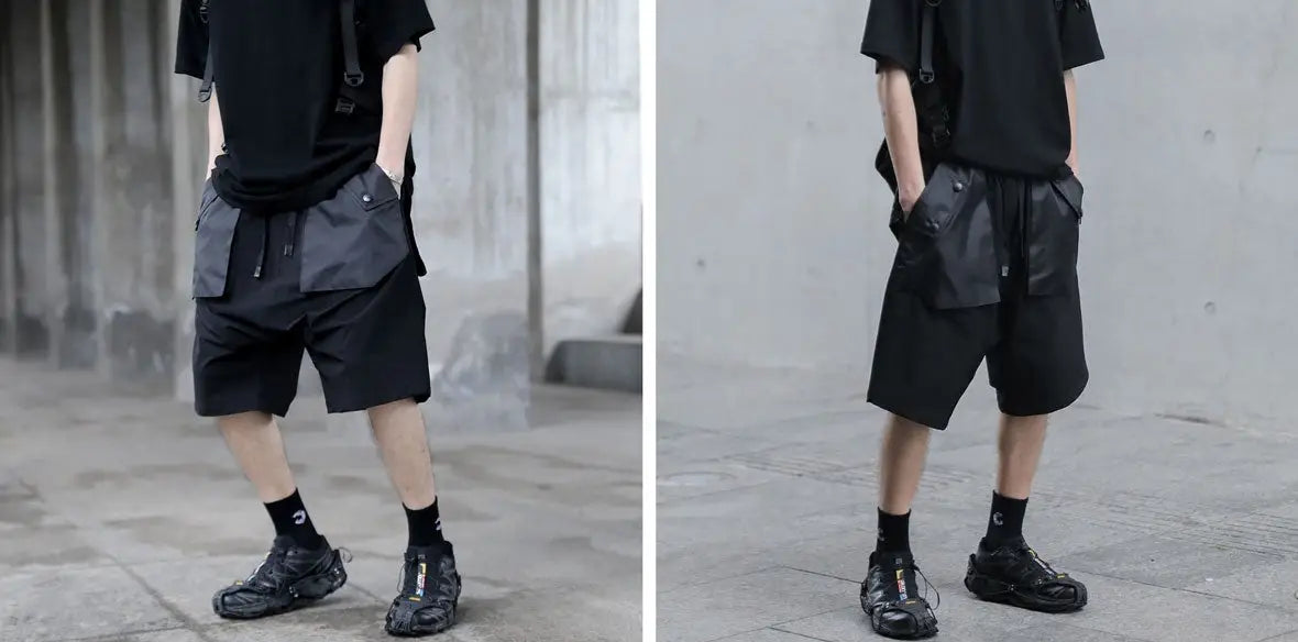 techwear storm cargo shorts