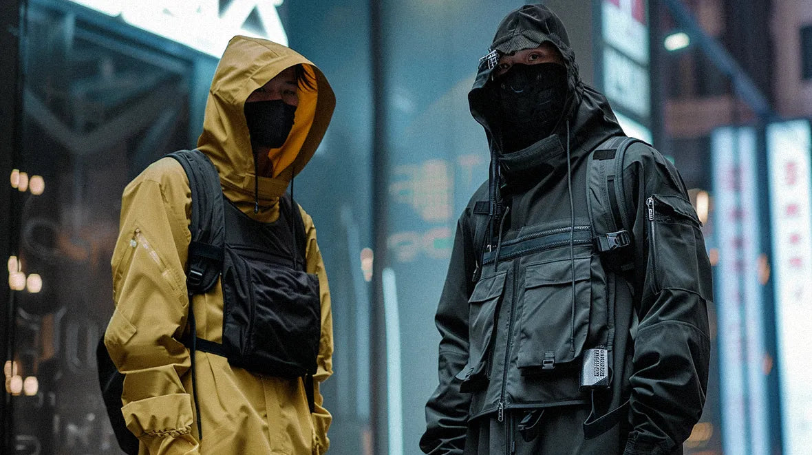 two men in techwear outfit