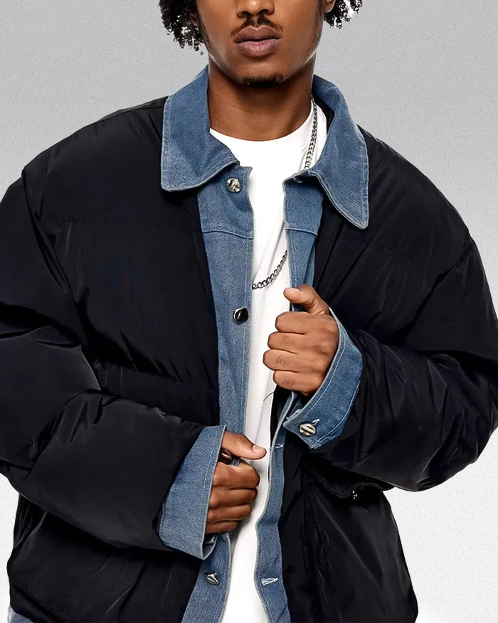 black man wearing the Vintage y2k jacket "Mokioka"