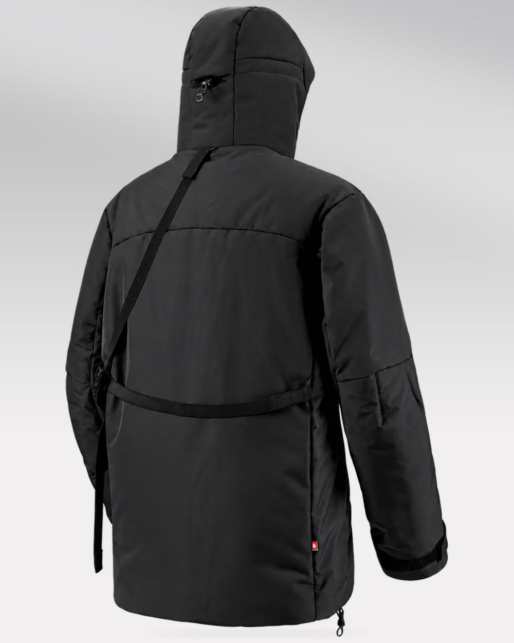 Waterproof Puffer Jacket Hinohe in black - product alone, rear right view
