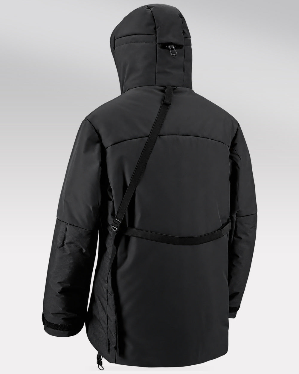 Waterproof Puffer Jacket Hinohe in black - product alone, rear left view