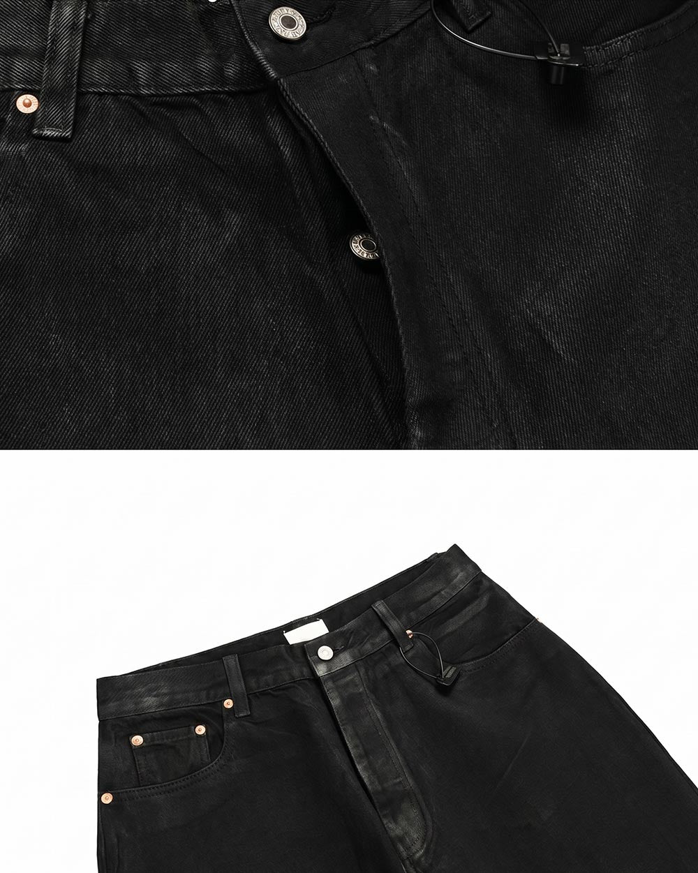 Wax coated jeans ’Nomi’