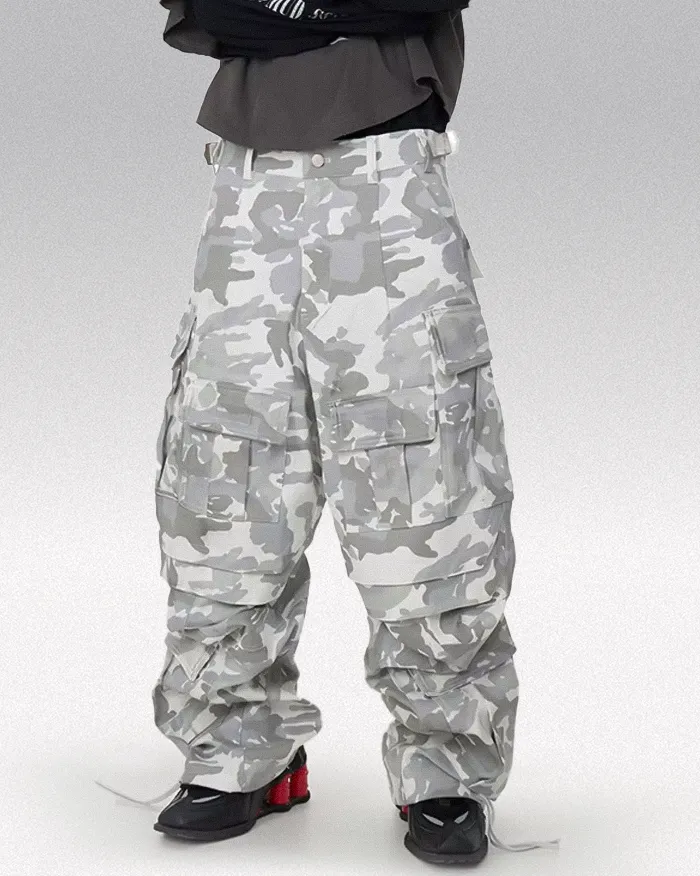 White Camo baggy pants ’Yashu’ - S / Camouflage