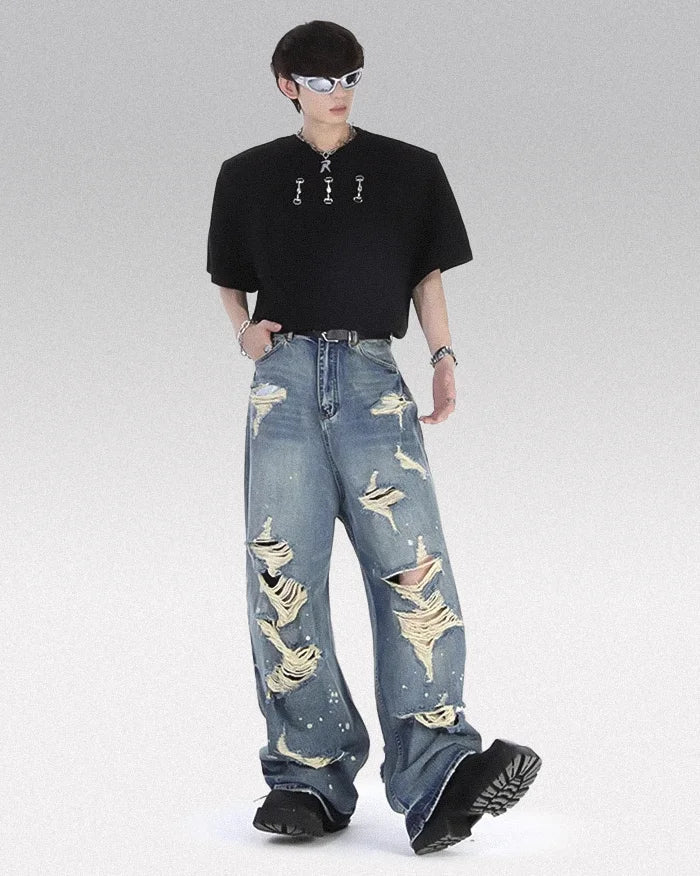 man wearing the Wide leg jeans Y2k "Takami"