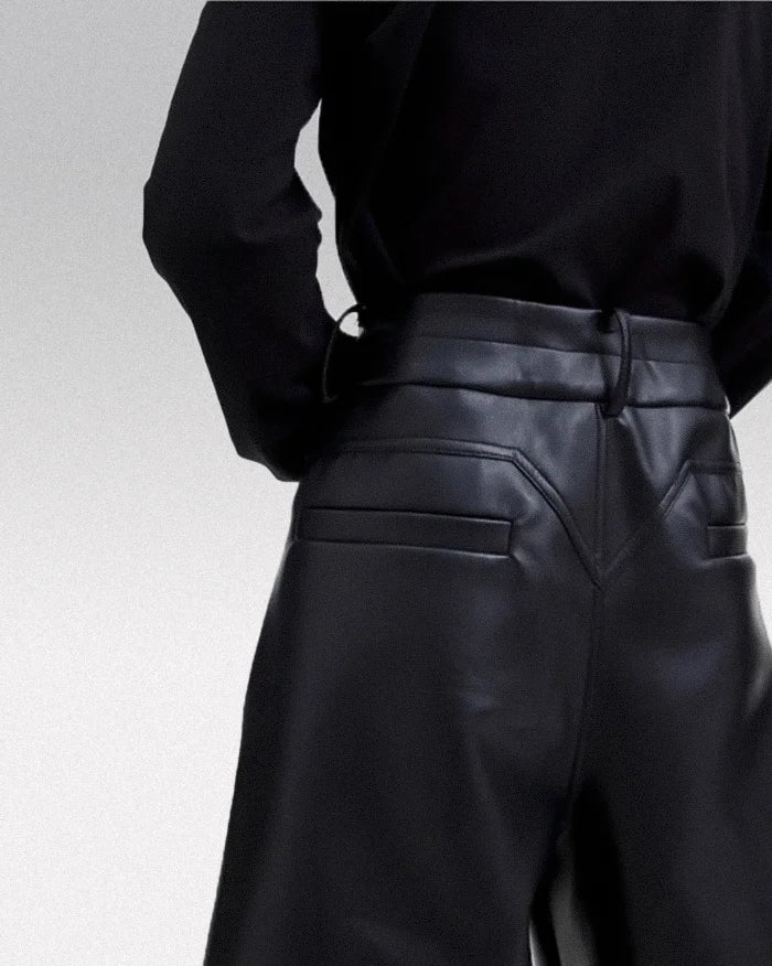 Wide leg leather cargo pants ’Kawashi’ - TECHWEAR STORM™