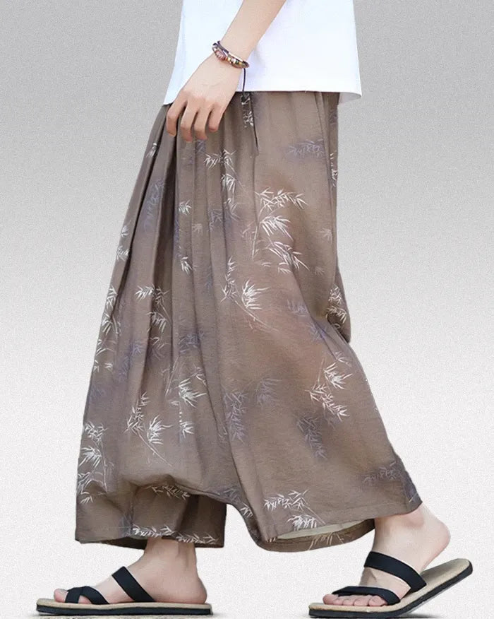 Wide leg pants men’s style ’Tsuura’ - M / Coffee