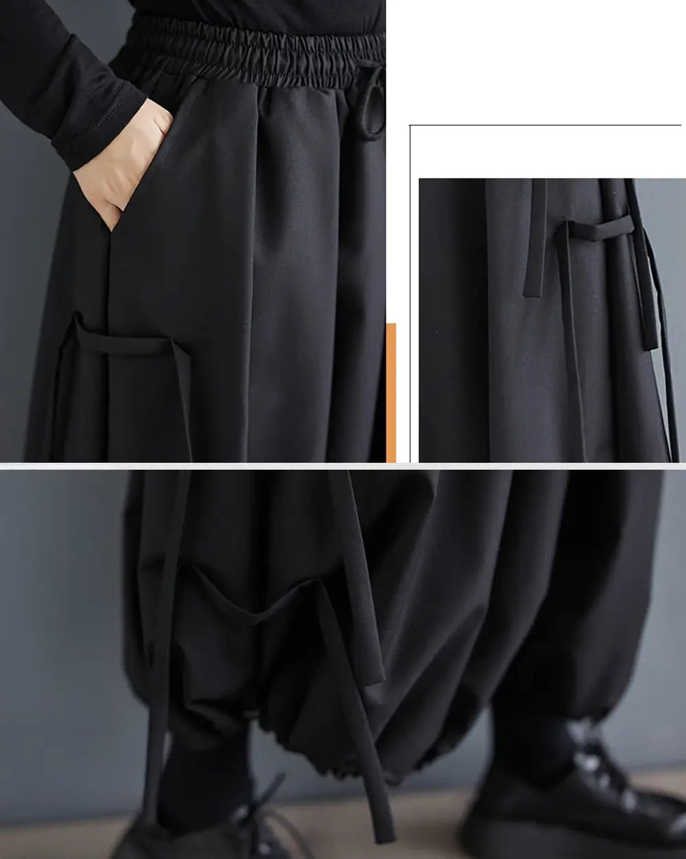 Wide legged pants women ’Gamata’ - black / One Size
