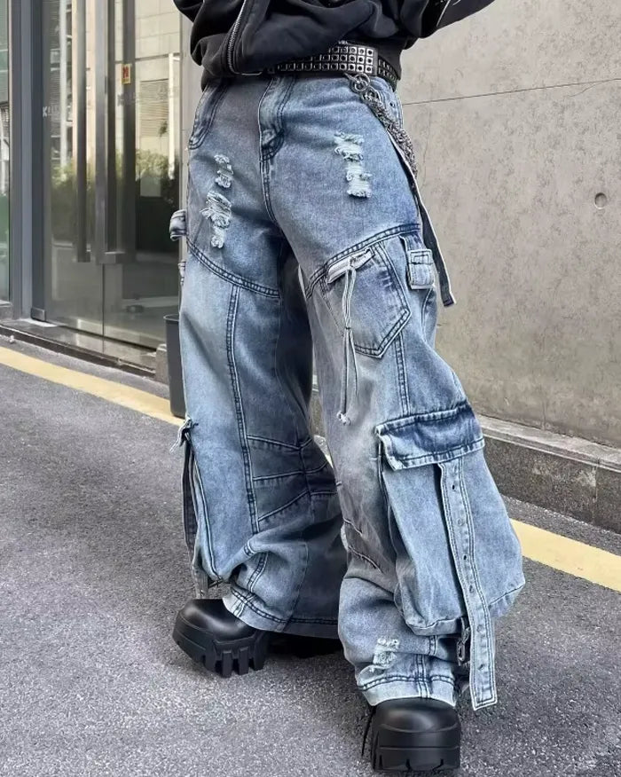 Y2k aesthetic jeans ’Hakusan’