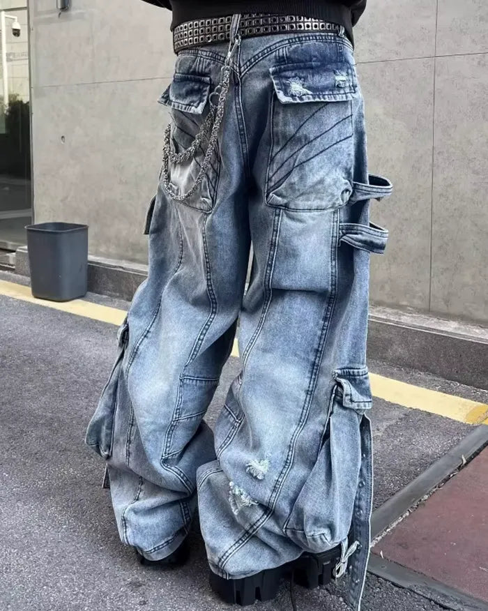 Y2k aesthetic jeans ’Hakusan’