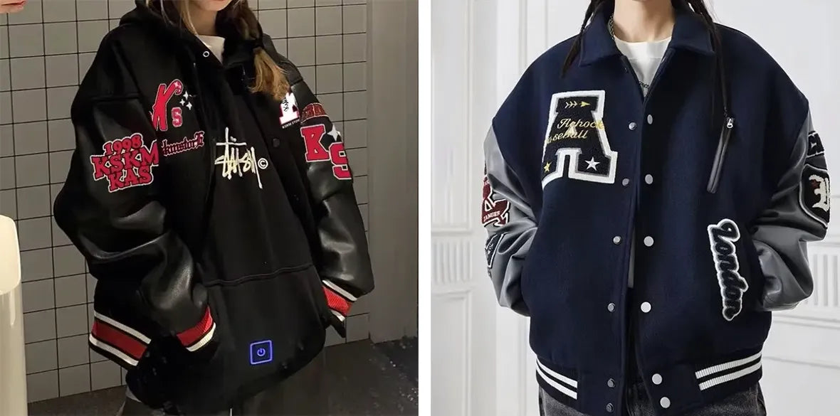 two persons wearing y2k jackets