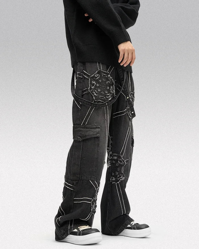 Y2k jeans with suspenders 